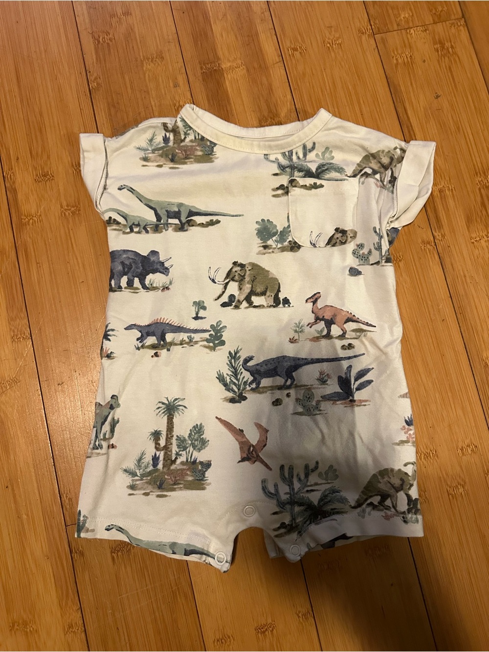 Dinosaur Print Short-Sleeve Romper for Babies- SIZE 6M